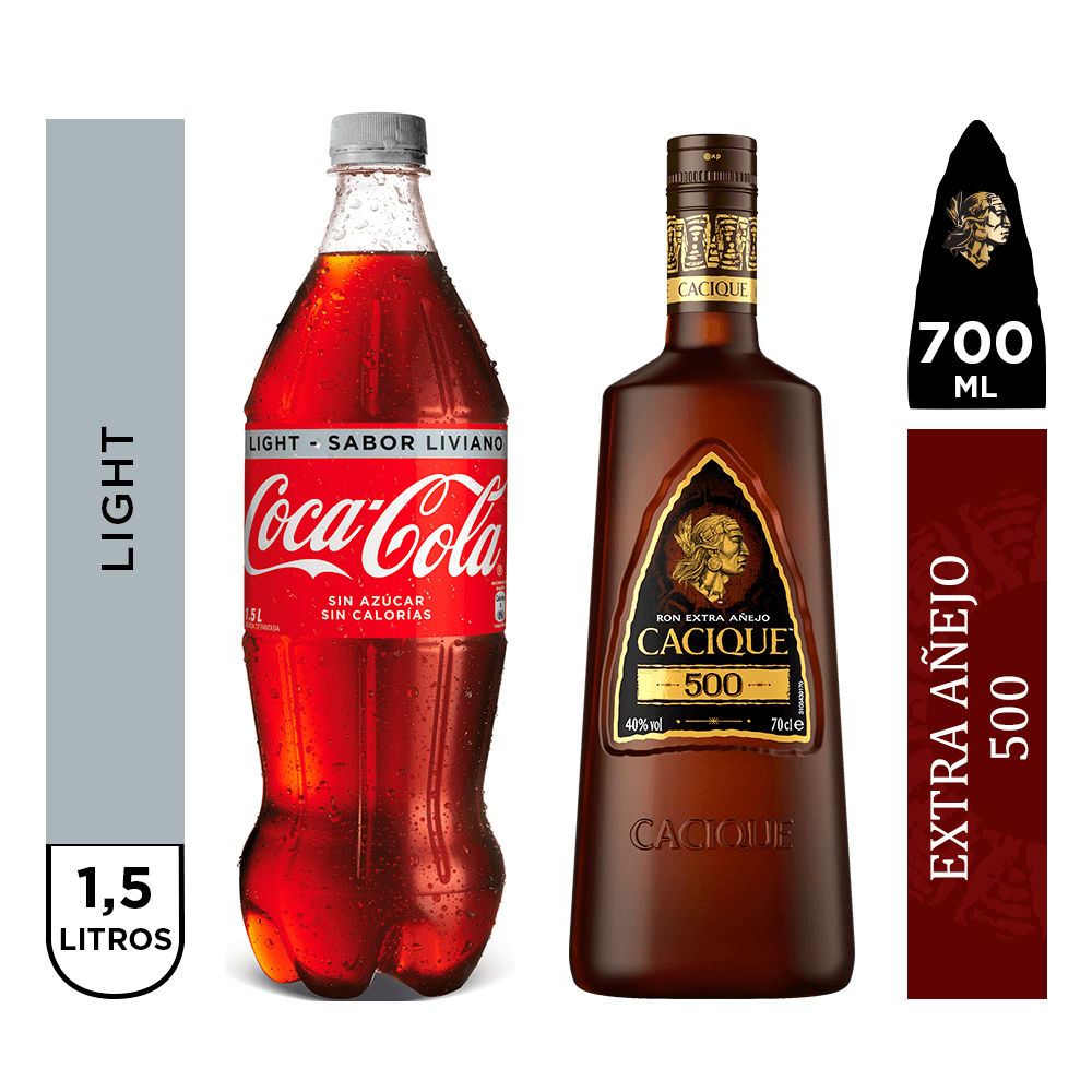 Ron Cacique 500 700 Ml Coca Cola Light 1 5 Lt Micocacola