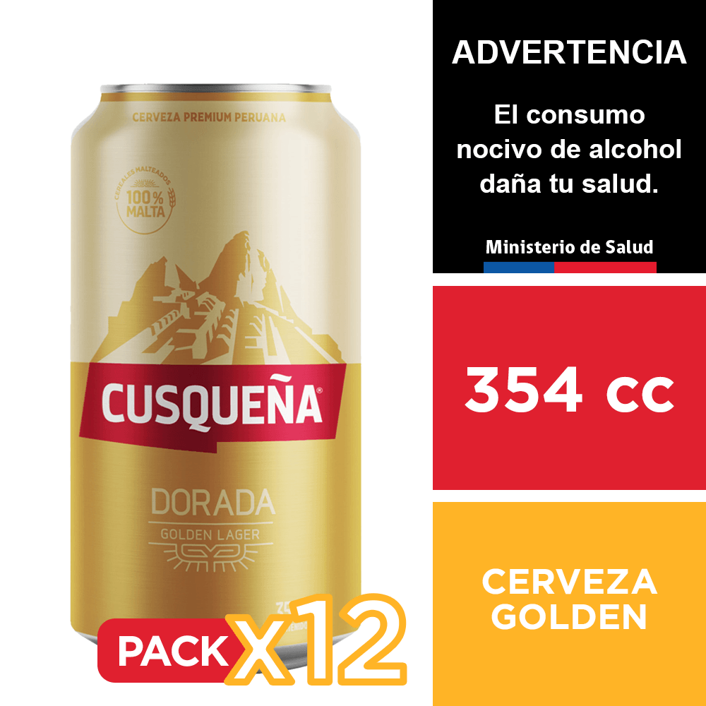 Cerveza Cusqueña Golden 4,8° 12 x 354 cc.