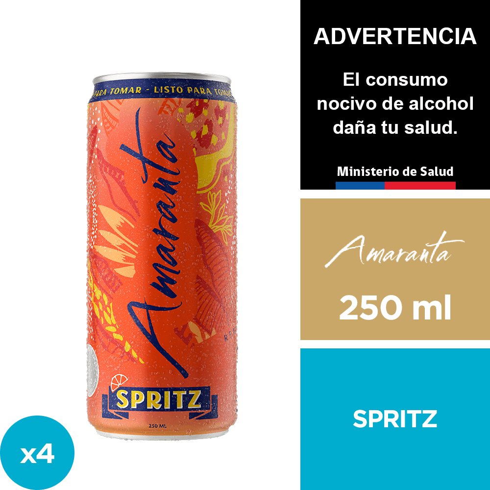 Amaranta Spritz 9° 4 x 250 ml. - Andina - $6.690