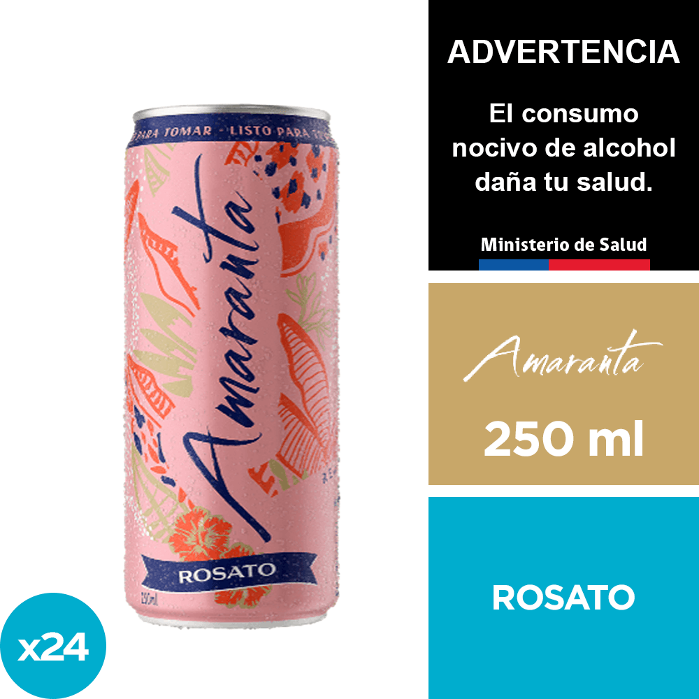 Amaranta Rossato  9° 24 x 250 ml. - Andina - $38.590