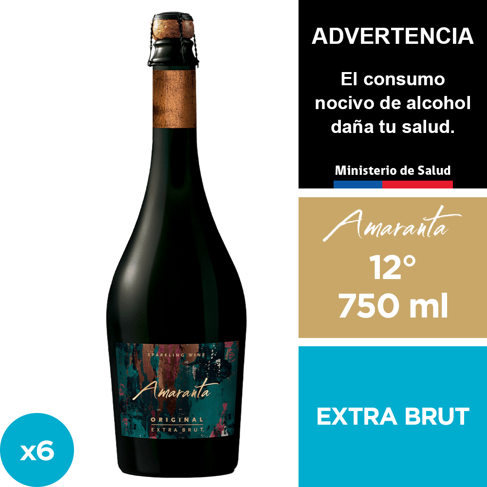 Espumante Amaranta Extra Brut 6 x 750 ml. - Andina - $34.690