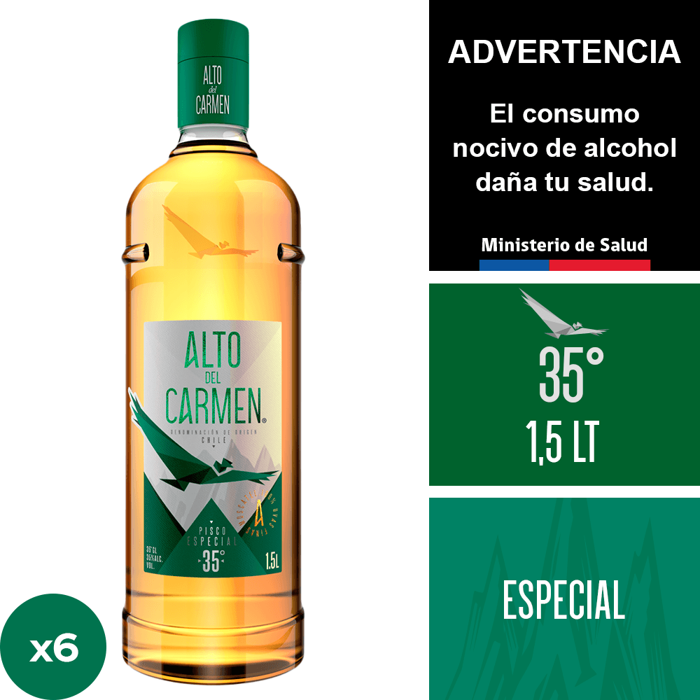 Alto del Carmen 35° 6 x 1,5 lt. - Andina - $47.890
